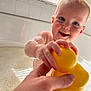 Analiese joined the competition — help win amazing prizes! toddler, baby, child, bath, bathtub, foam, bubbles, rubber_duck, toy, hand, smile, happy, skin, water, window, blinds, indoor, person, play, cute