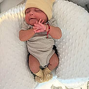 Angel Antoine Silva joined the competition — help win amazing prizes! baby, infant, sleeping, onesie, hat, pillow, blanket, animal_print, footwear, bear_booties, cute, sleep, child, nursery, soft_texture, newborn, resting, indoors, striped_clothing, peaceful