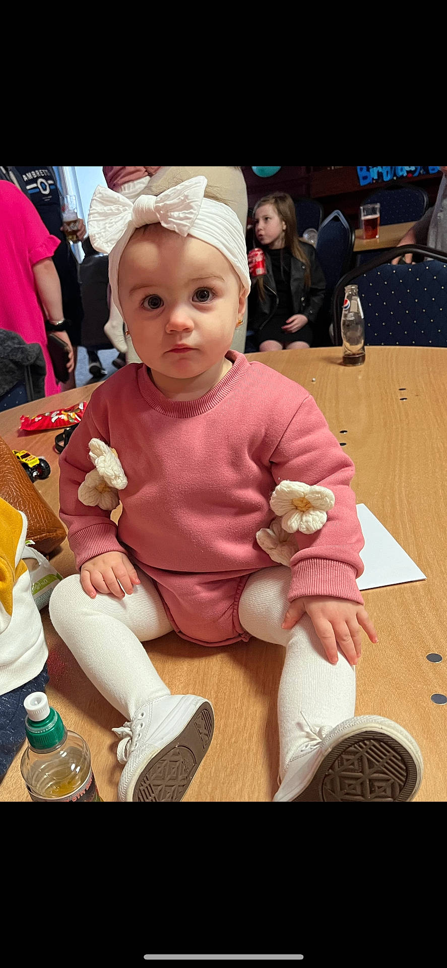 Aria-Rae joined the competition — help win amazing prizes! adult, baby, bodypart, cap, child, clothing, face, female, finger, footwear, girl, hand, hardwood, hat, head, person, photography, portrait, shoe, wood