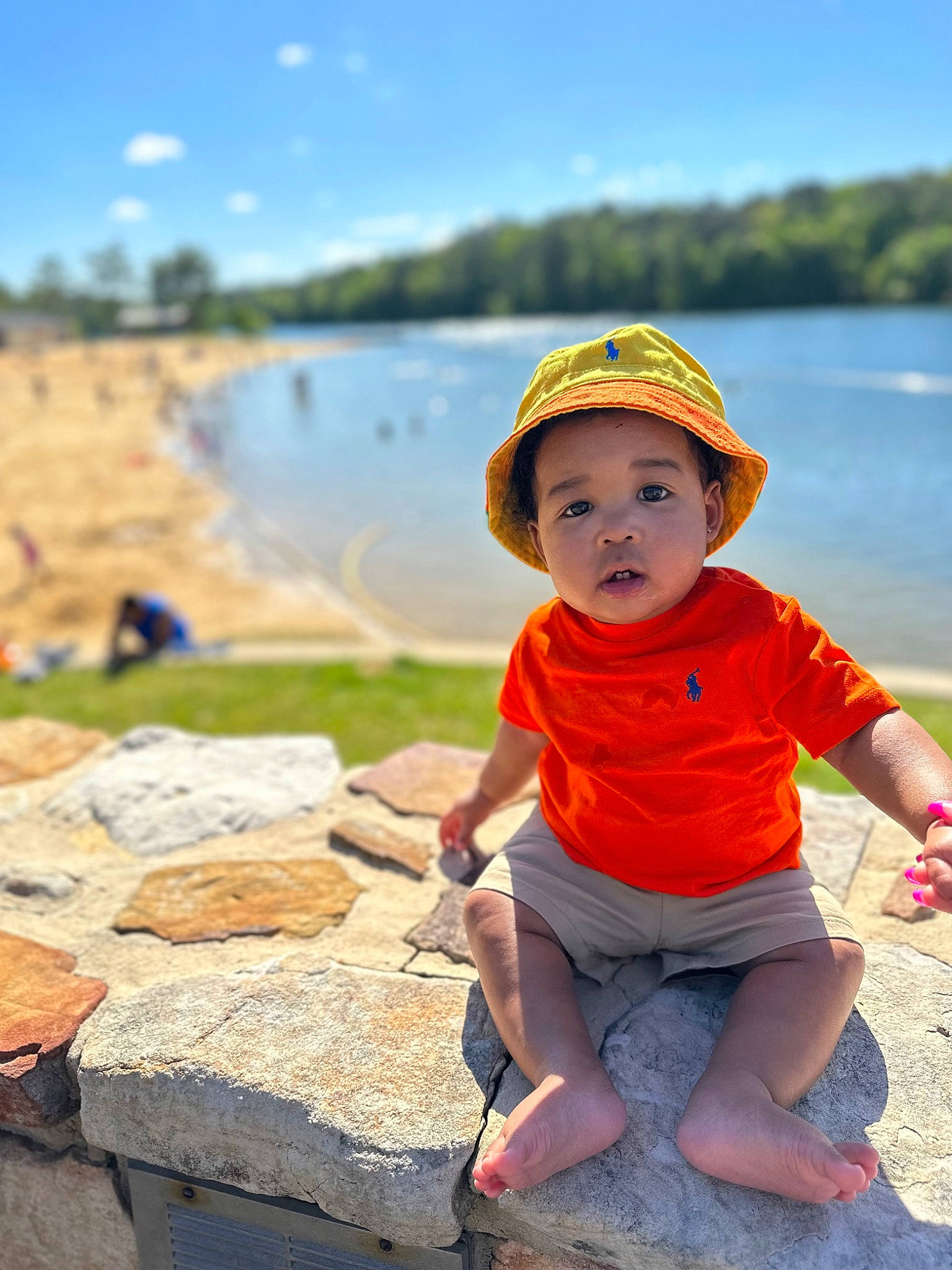 Kyng joined the competition — help win amazing prizes! beach, cap, cloud, fun, grass, happy, hat, headwear, lake, landscape, leisure, people_in_nature, person, photograph, shorts, sky, summer, toddler, travel, tree