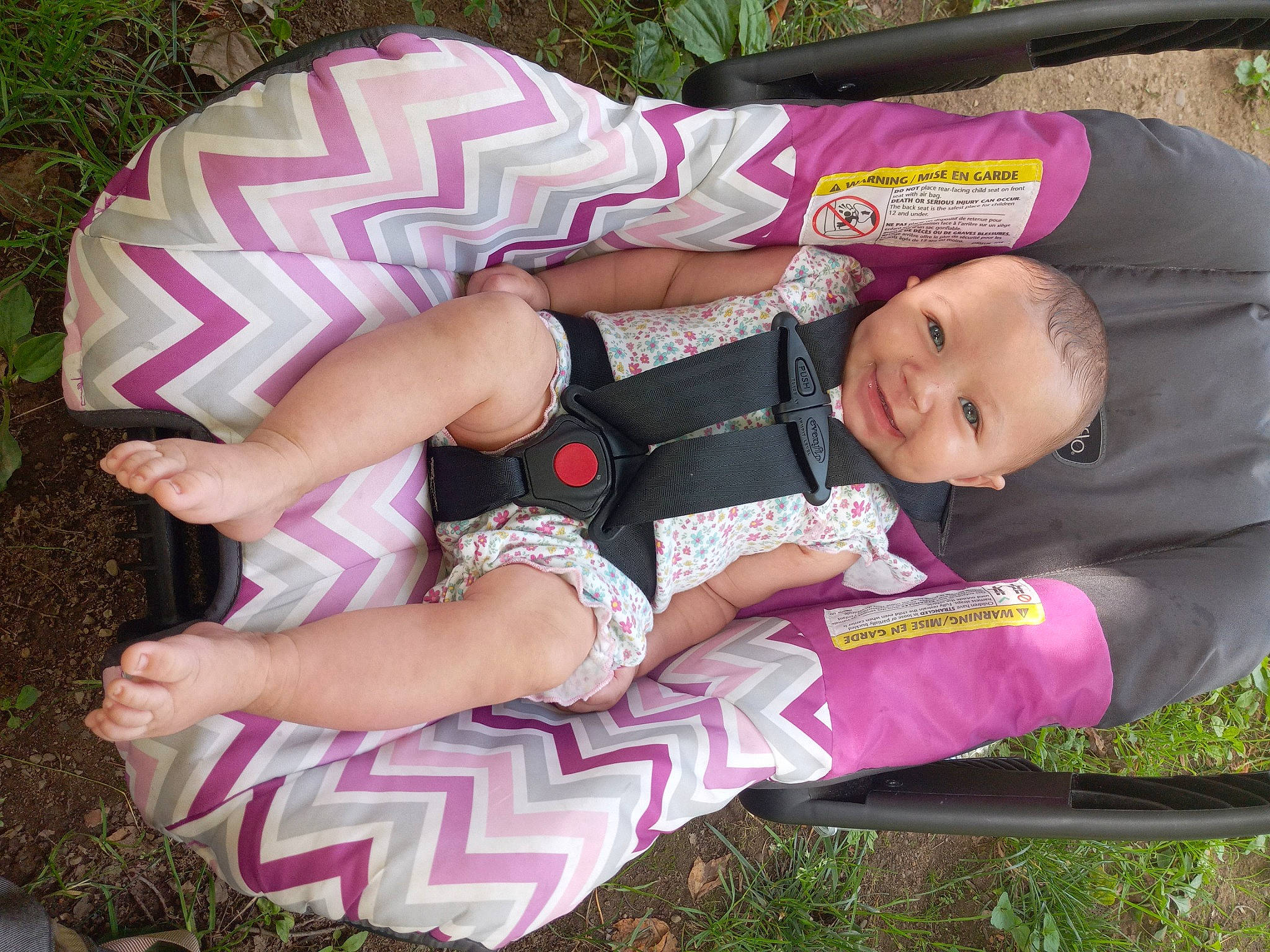 Alena joined the competition — help win amazing prizes! baby, baby_carriage, baby_products, baby_toddler_clothing, child, comfort, fun, grass, hand, happy, joy, lap, pattern, people_in_nature, person, pink, plant, sitting, sleeve, smile