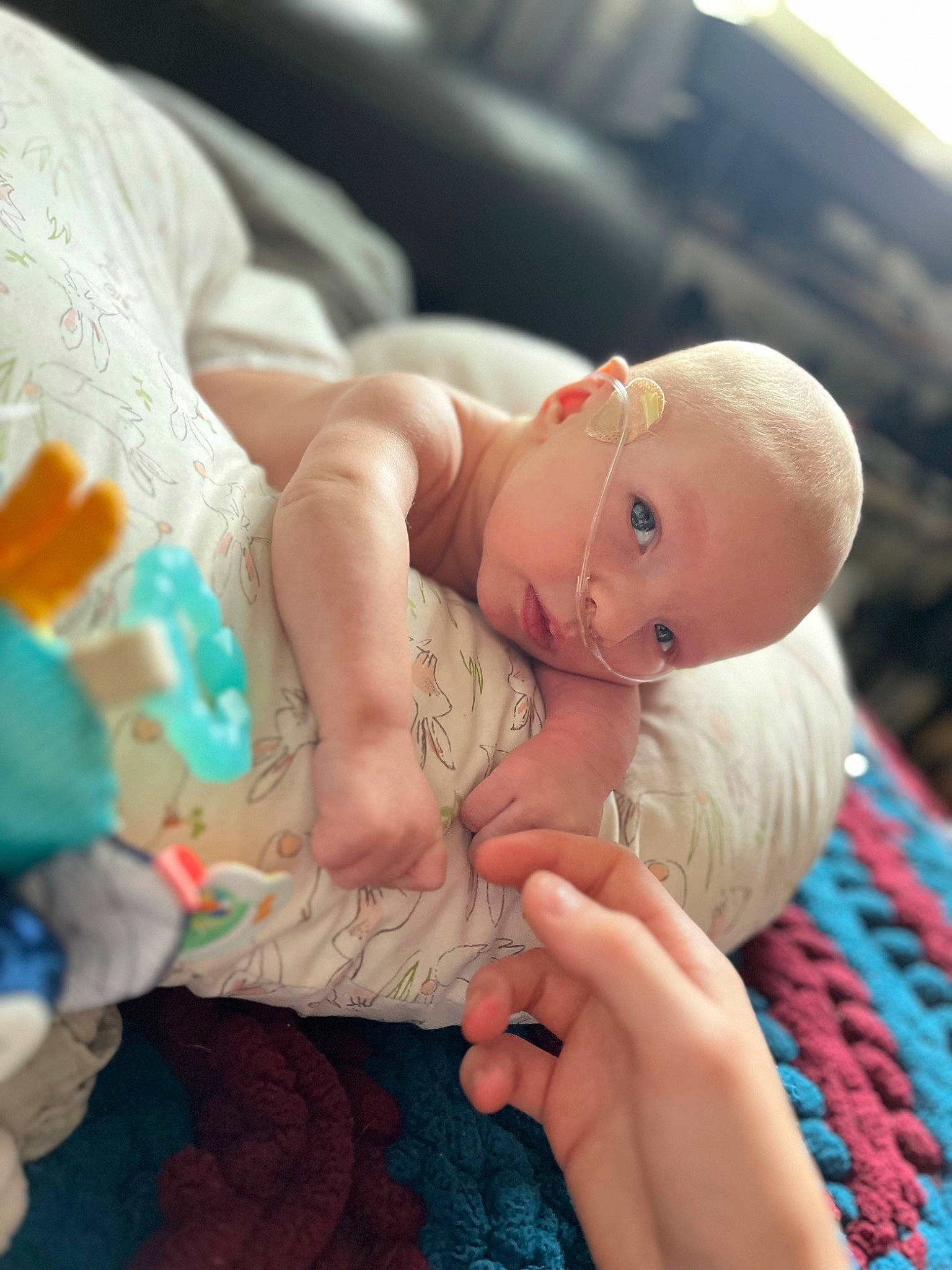 Alessio is registered to the contest to win money with this photo: abdomen, baby, baby_products, bedding, bedtime, chest, child, comfort, event, finger, flesh, linens, nail, nap, person, room, thumb, toddler, toy, trunk