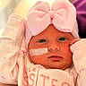 Emersyn joined the competition — help win amazing prizes! adorable, baby, blanket, cheek_dressing, close_up, eyes, face, headband, hospital_baby, indoors, infant, newborn, pink, pink_bow, portrait, serious_expression, soft_lighting, swaddle, textile, white_clothing