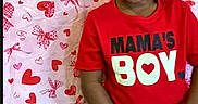 Maverick joined the competition — help win amazing prizes! background_pattern, boy, child, clothing, cute, gap_tooth, hands, happy, hearts, indoors, looking_at_camera, love, party, portrait, red, red_shirt, short_hair, smiling, toddler, valentines_backdrop