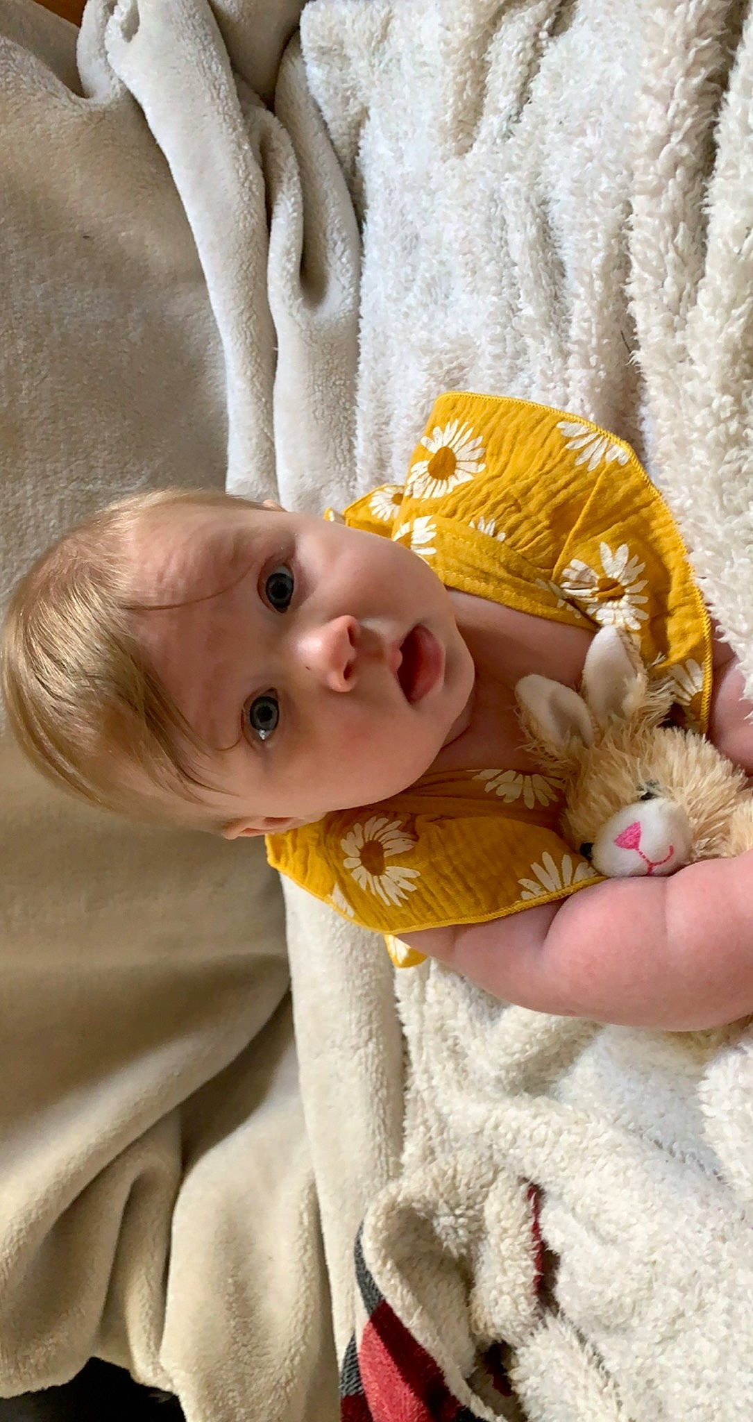Lilah joined the competition — help win amazing prizes! baby, baby_products, baby_toddler_clothing, cheek, child, comfort, ear, eye, face, fur, happy, head, iris, linens, mammal, nose, person, skin, surprise, toddler