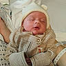 Elijah joined the competition — help win amazing prizes! newborn, baby, sleeping, hat, striped_clothing, hospital_bed, blanket, baby_wipes, infant, cozy, cute, resting, soft, wearing, person, child, mitts, hospital, bed, cute_hat