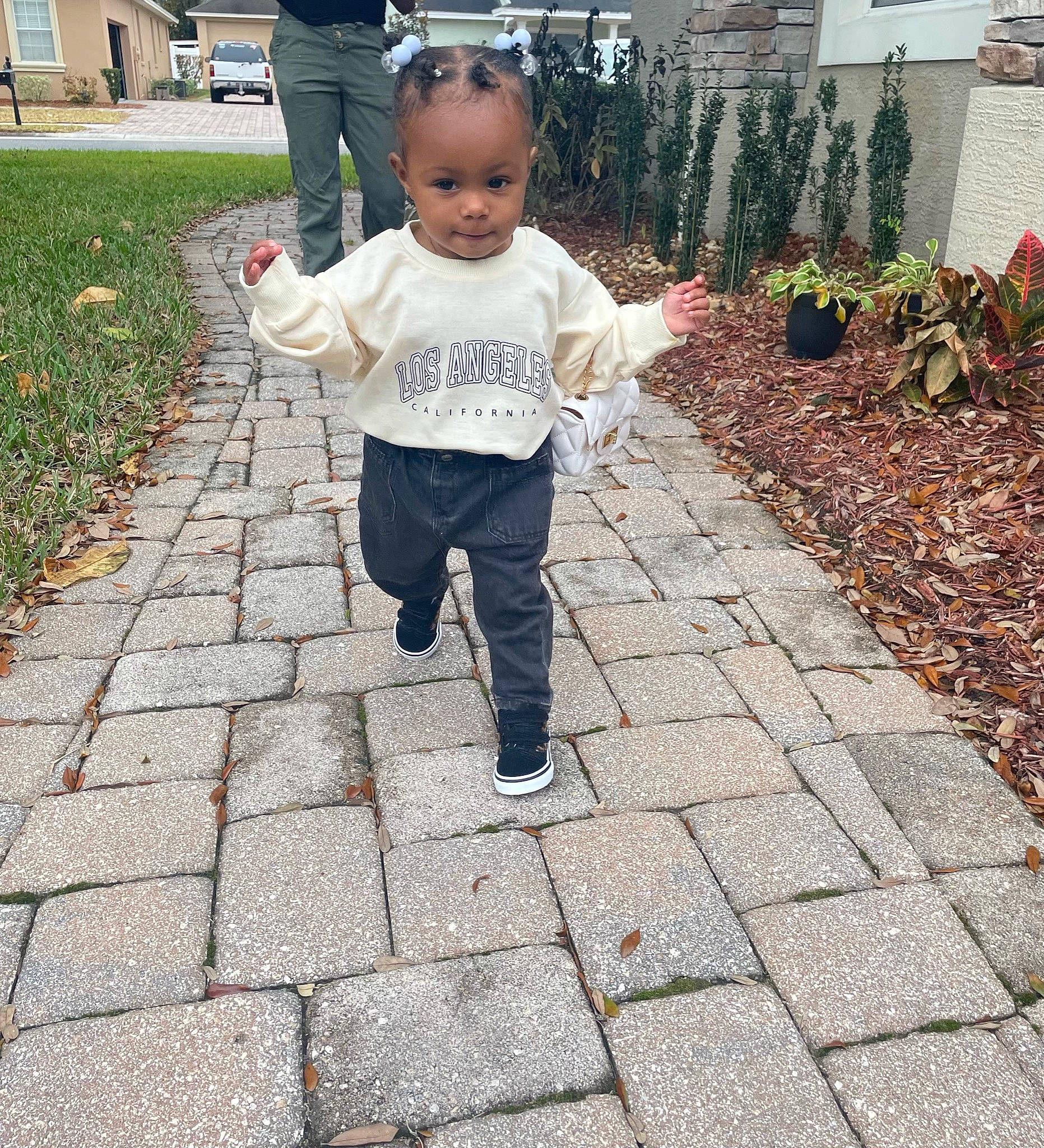 Kaitlynn joined the competition — help win amazing prizes! asphalt, baby, baby_toddler_clothing, child, cool, flooring, grass, happy, leaf, pedestrian, people_in_nature, person, plant, road, road_surface, sidewalk, sleeve, street_fashion, toddler, tree