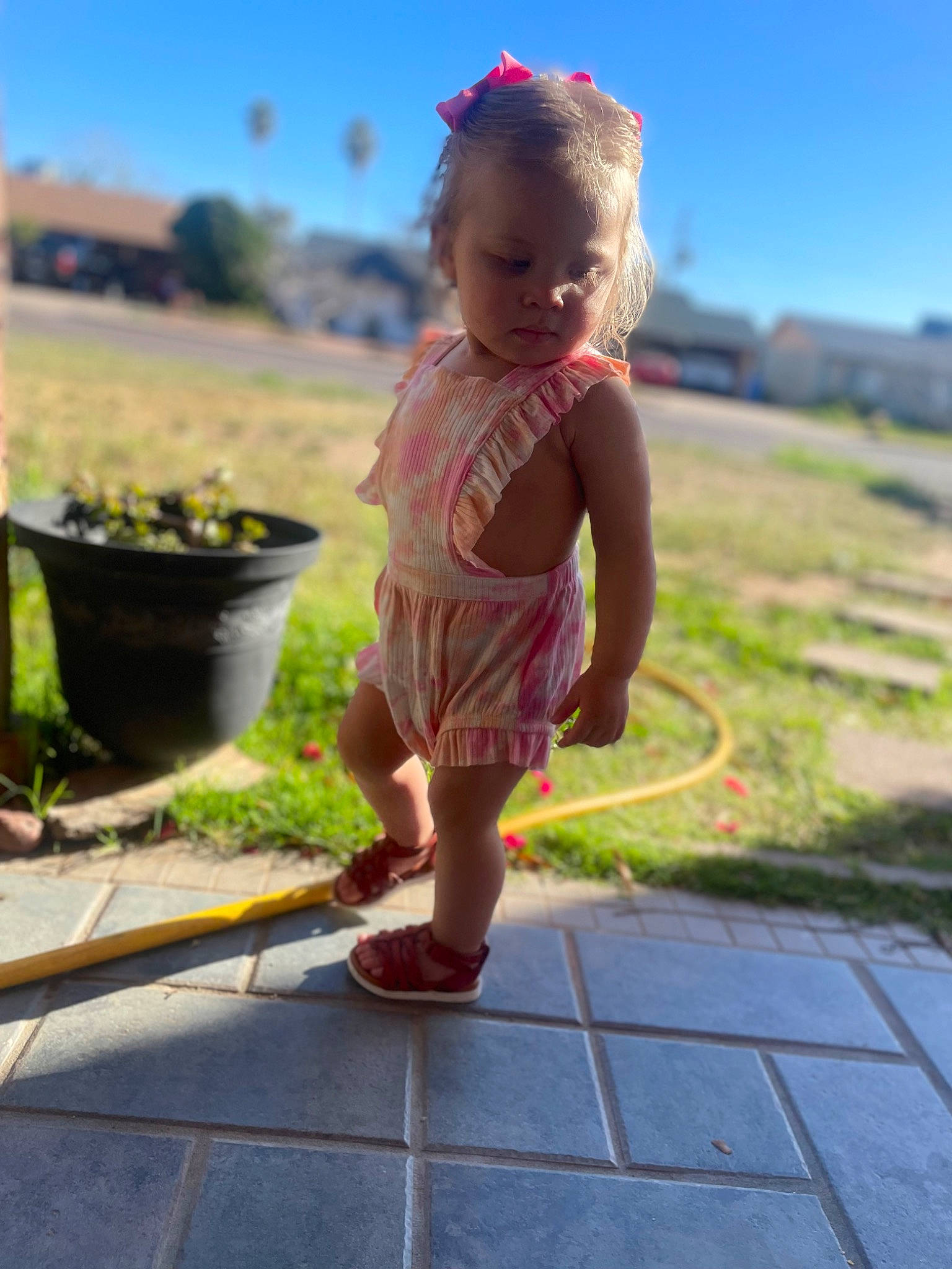 Malayah joined the competition — help win amazing prizes! baby, barefoot, child, dress, foot, fun, grass, grass_family, happy, human_leg, leaf, leisure, people_in_nature, person, plant, recreation, sandal, sky, sunlight, toddler