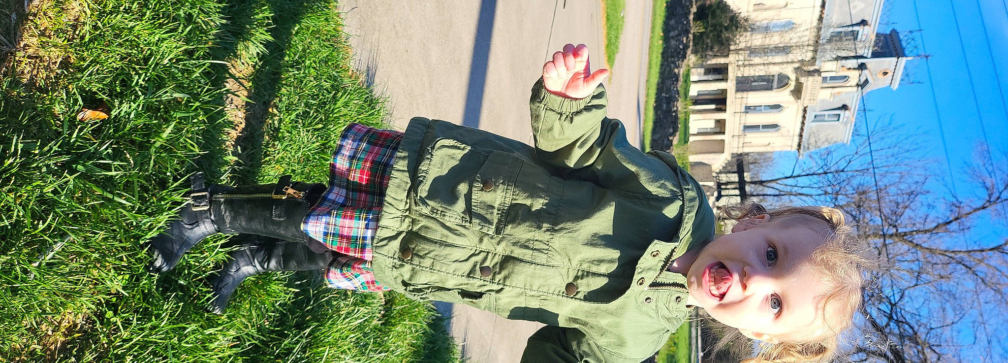 Heaven is registered to the contest to win money with this photo: costume, eyewear, fictional_character, fun, grass, happy, hat, leisure, person, personal_protective_equipment, plaid, plant, recreation, shrub, sitting, tree