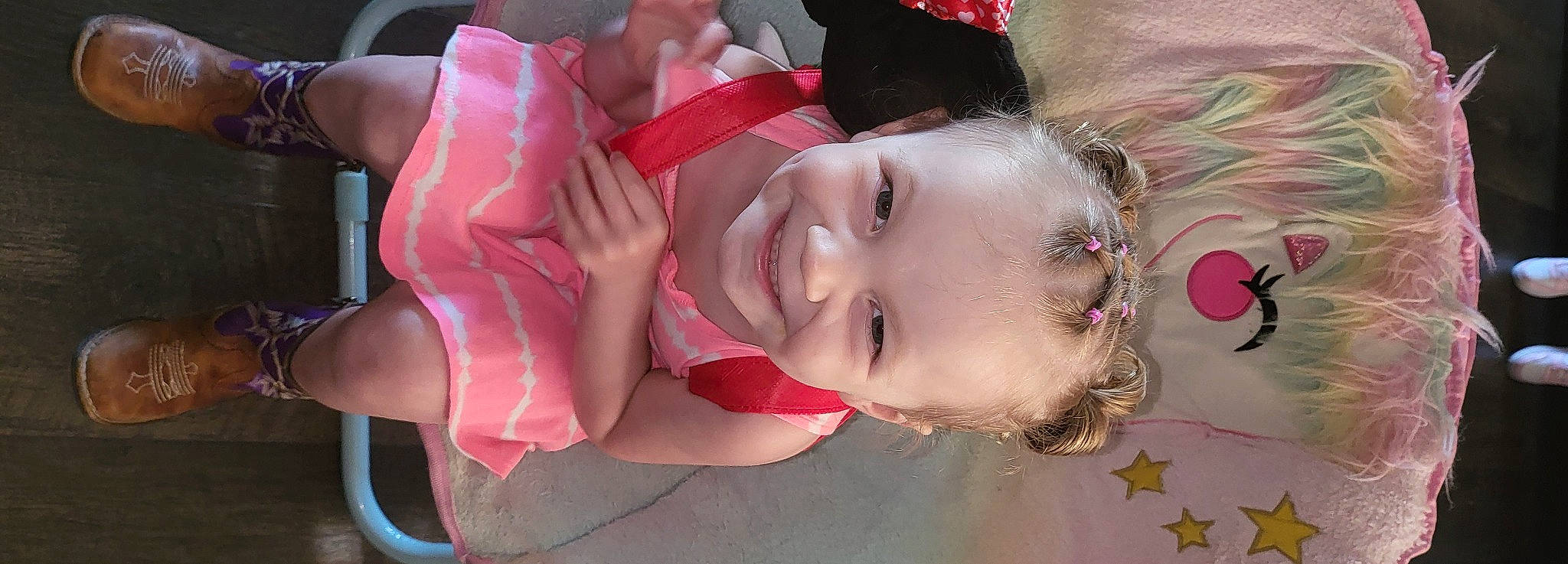 Heaven is registered to the contest to win money with this photo: baby, baby_toddler_clothing, cheek, child, eyelash, fashion_accessory, fun, happy, hat, headgear, joy, leisure, lip, magenta, mouth, nose, person, pink, red, skin