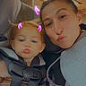 Remington joined the competition — help win amazing prizes! child, woman, car_seat, seatbelt, selfie, face, pout, neon_filter, devil_horns, indoors, casual, hair, person, portrait, car, seat, cute, fun, family, child_safety