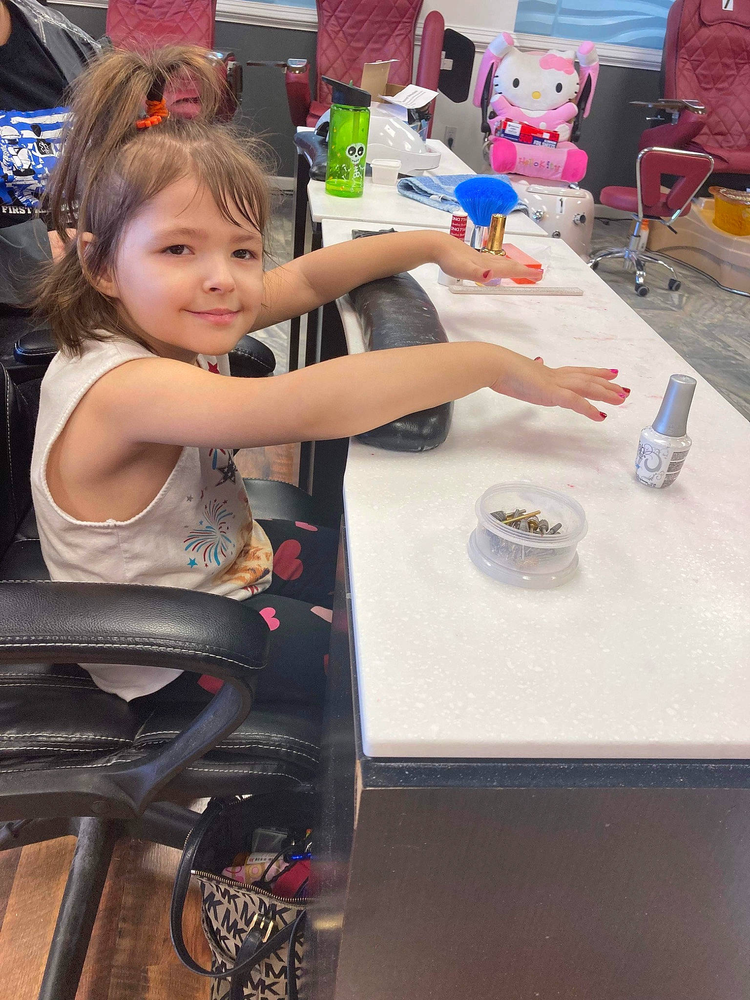 Raelyn joined the competition — help win amazing prizes! arm, chair, child, cooking, food, fun, hand, happy, human_leg, joy, leisure, person, plate, sandal, smile, t_shirt, table, tableware, thigh, thumb
