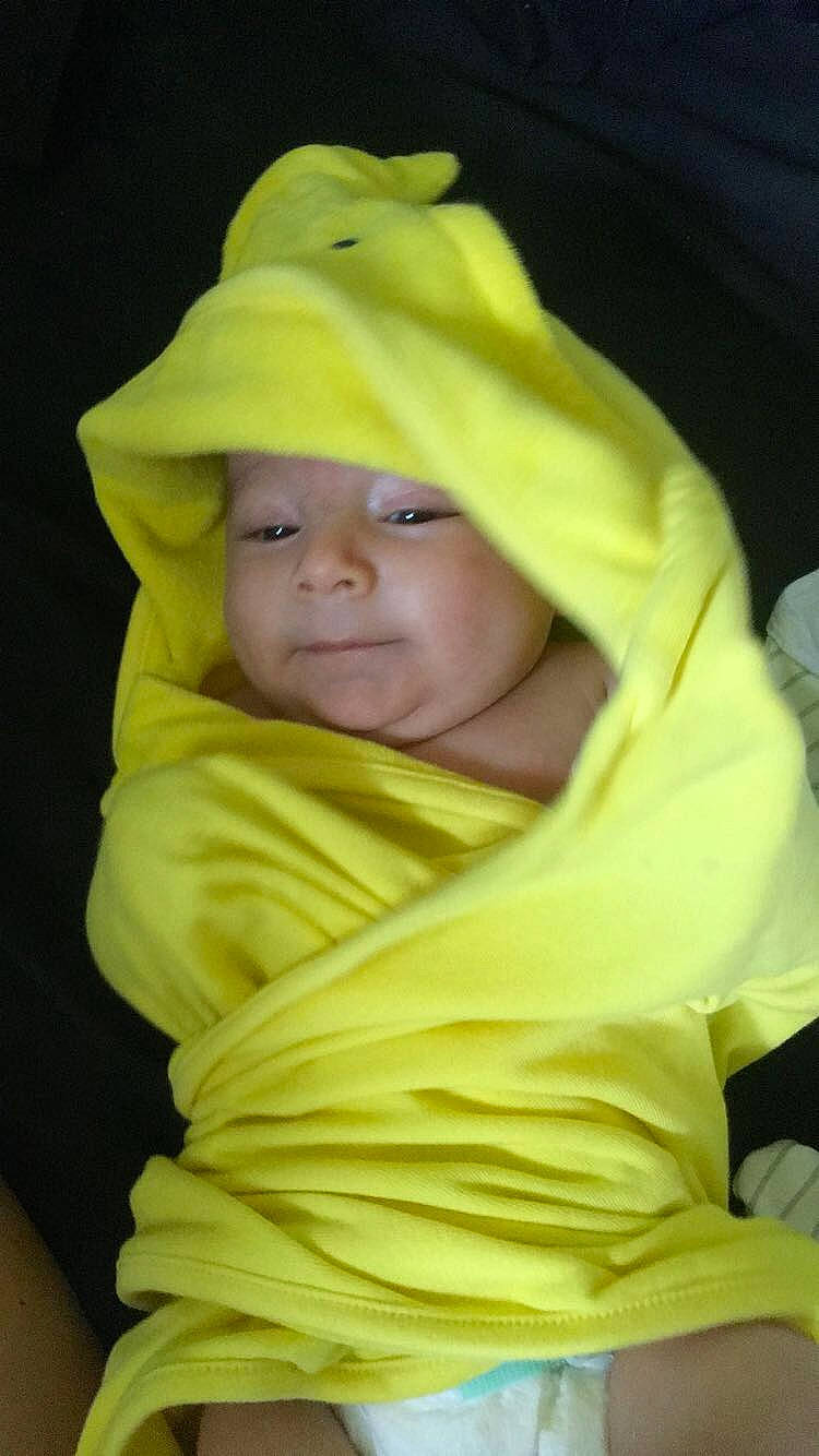 Alessio joined the competition — help win amazing prizes! baby, child, headgear, headwear, person, toddler, yellow