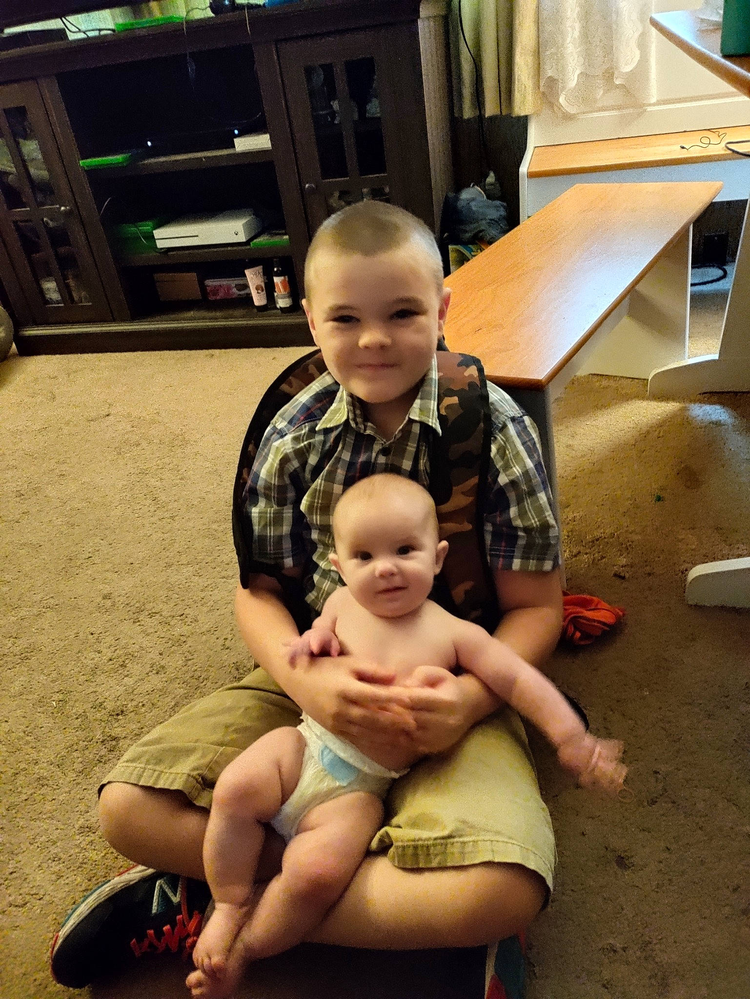 Clinton joined the competition — help win amazing prizes! flooring, fun, happy, joint, joy, lap, leg, leisure, people, person, shoe, shorts, shoulder, skin, smile, sneakers, standing, summer, thigh, toddler