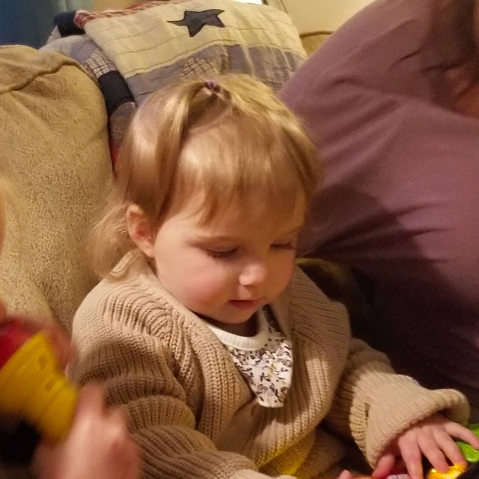 Sophia is registered to the contest to win money with this photo: baby, baby_products, baby_toddler_clothing, beauty, cheek, child, comfort, couch, eye, face, fun, happy, head, iris, lap, person, play, room, sharing, sitting