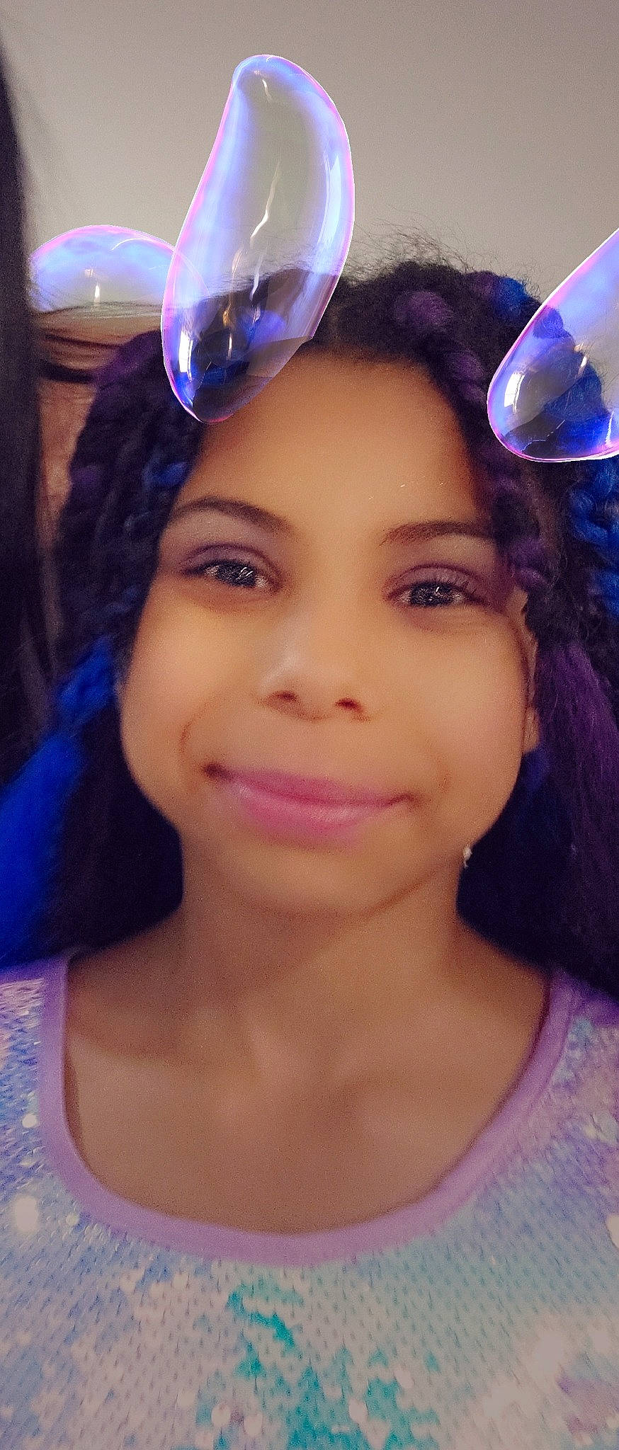 Liyana joined the competition — help win amazing prizes! black_hair, blue, cool, ear, eyebrow, eyelash, flash_photography, fun, hairstyle, happy, headgear, human_body, jaw, joy, lip, magenta, makeover, person, pink, purple