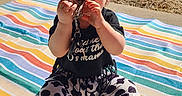 Patsy joined the competition — help win amazing prizes! baby, building, chewing, child, face, grass, infant, keychain, keys, outdoor, patterned_pants, porch, shadow, sitting, smile, socks, striped_blanket, sunlight, toddler, trees