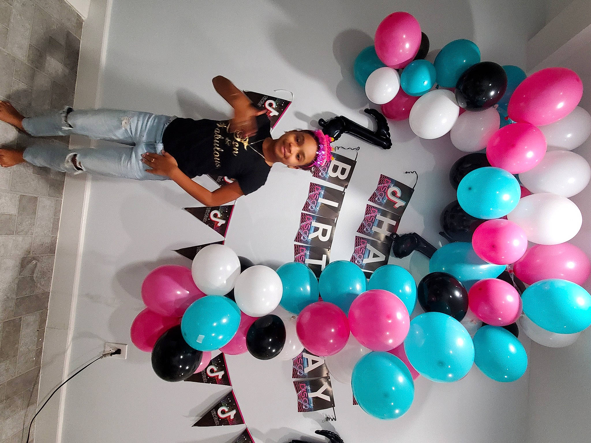 Giselle joined the competition — help win amazing prizes! balloon, beauty, child, circle, design, event, font, fun, happy, headwear, joy, leisure, magenta, material_property, party, party_supply, person, pink, product, recreation