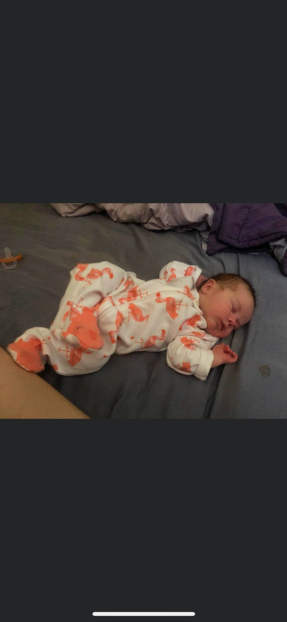 Kaeleigh May is registered to the contest to win money with this photo: baby, baby_products, baby_sleeping, baby_toddler_clothing, bedding, bedtime, cheek, child, comfort, darkness, flash_photography, flesh, flooring, linens, nap, person, room, sitting, sleep, sleeve