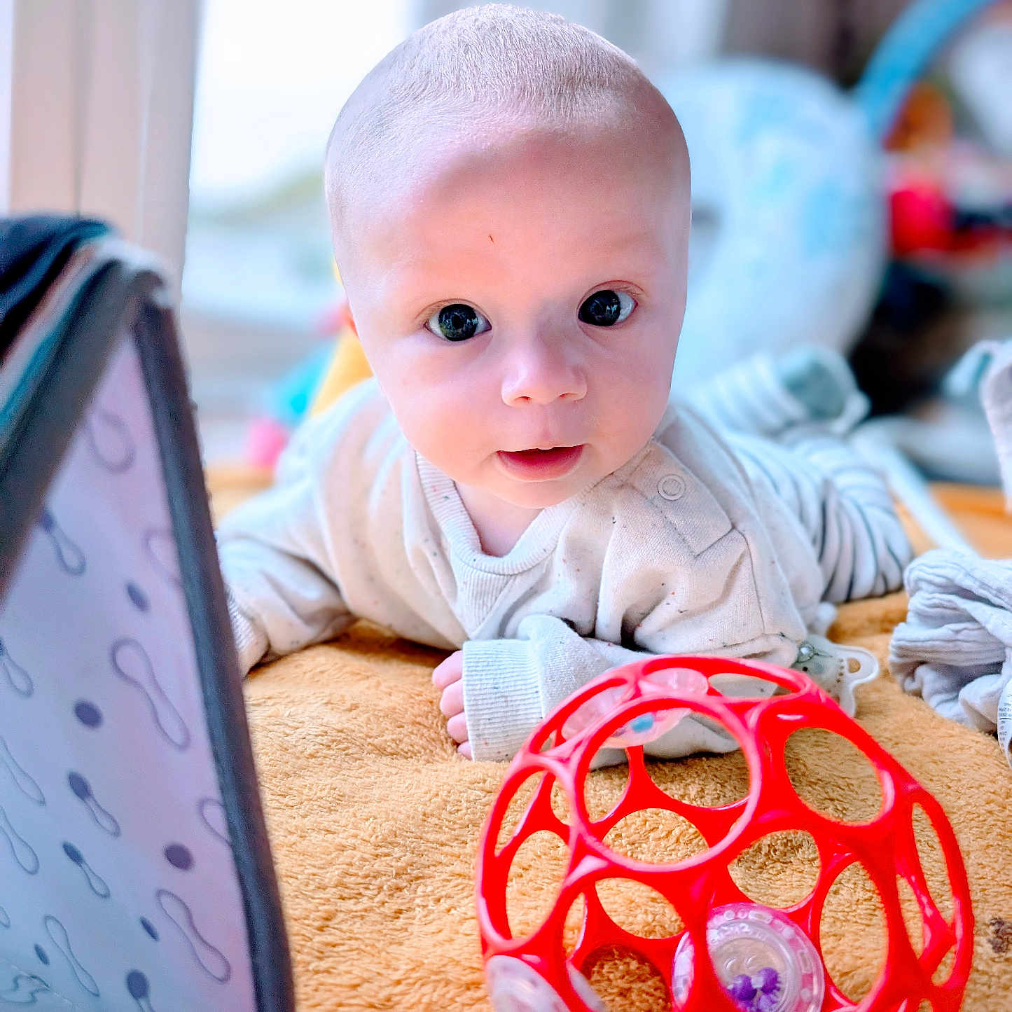 Rowan is registered to the contest to win money with this photo: accessories, baby, bag, bed, bodypart, computer, electronics, face, finger, glasses, hand, handbag, head, laptop, newborn, pc, person, photography, portrait, sphere