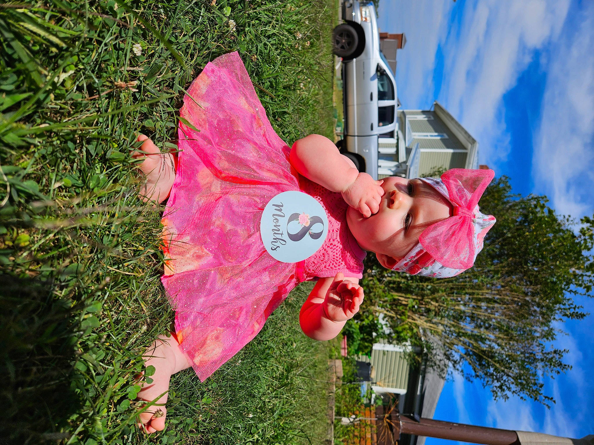 Jaylynn joined the competition — help win amazing prizes! auto_part, automotive_wheel_system, blue, carmine, cloud, event, fun, grass, happy, headwear, house, lawn_ornament, leisure, magenta, person, pink, plant, pole, sky, tree