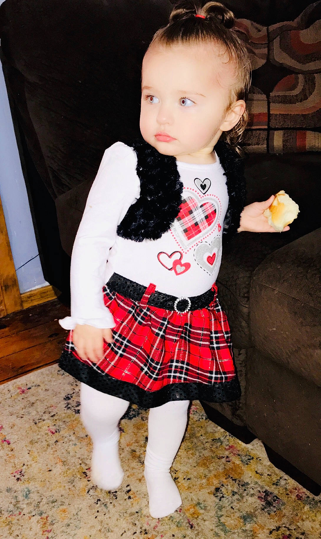 Leona joined the competition — help win amazing prizes! child, child_model, clothing, design, kilt, pattern, person, plaid, tartan, textile, toddler