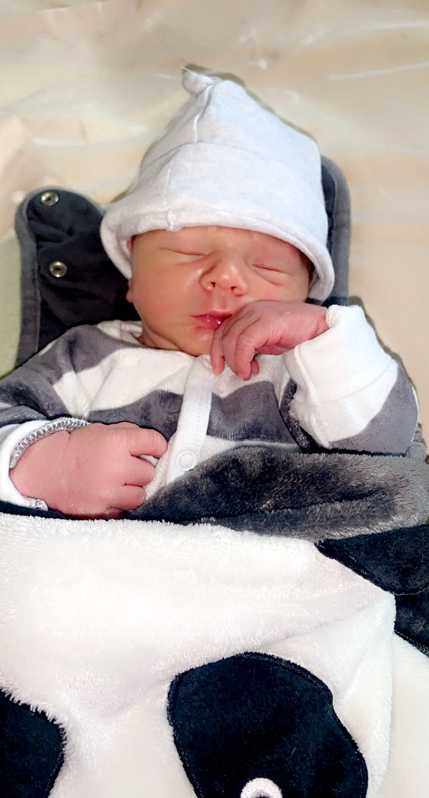 Gabin participe au concours pour gagner de l'argent avec cette photo : baby, baby_products, baby_sleeping, baby_toddler_clothing, beanie, cheek, child, comfort, fur, happy, hat, headwear, linens, nap, person, portrait_photography, sitting, skin, sleep, sleeve