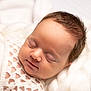baby, sleeping, infant, blanket, white, soft, cozy, knitted, cute, peaceful, resting, child, newborn, portrait, closeup, skin, face, hair, warm, comfort