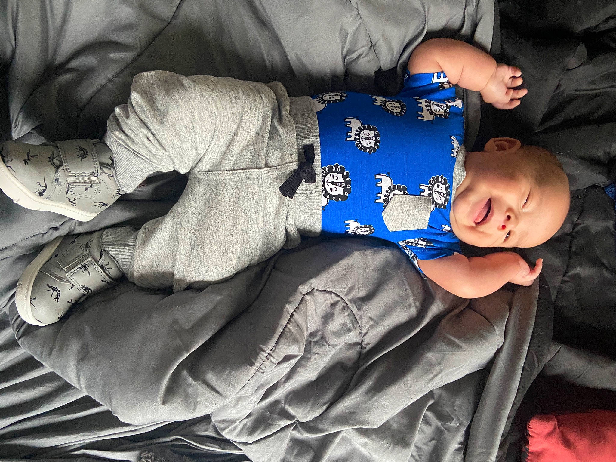 Jameson joined the competition — help win amazing prizes! baby, baby_products, baby_toddler_clothing, child, comfort, elbow, electric_blue, happy, hat, headgear, nap, person, sitting, sleep, sleeve, toddler, tree