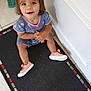 Shirley participe au concours pour gagner de l'argent avec cette photo : black_rug, blue_outfit, casual_clothing, child, cute, door, floor_mat, hair_tuft, happy, indoor, looking_up, pink_shoes, playful, sitting, small_shoes, smiling, tile_floor, toddler, wall, young_child