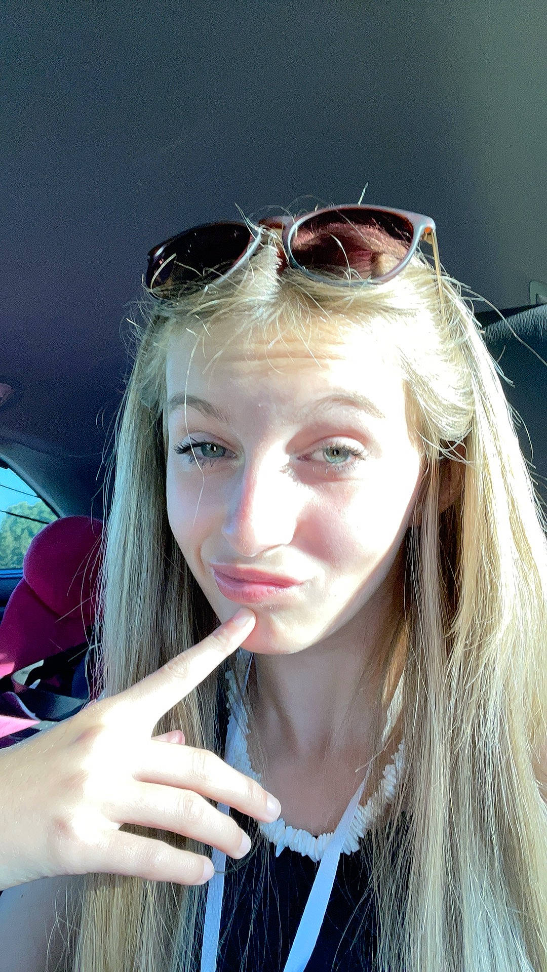 Maddie joined the competition — help win amazing prizes! black_hair, chin, cool, eye_glass_accessory, eyebrow, eyelash, eyewear, fashion, flash_photography, gesture, goggles, human, jaw, layered_hair, lip, mouth, person, selfie, street_fashion, sunglasses