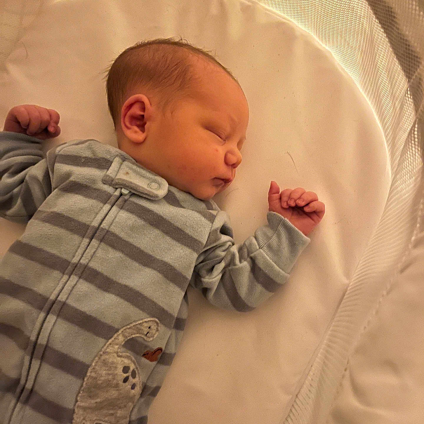 Jacob is registered to the contest to win money with this photo: baby, bed, blanket, cradle, crib, face, furniture, head, infantbed, newborn, person