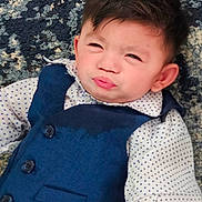 Autumn joined the competition — help win amazing prizes! child, kid, baby, face, portrait, clothing, vest, shirt, polka_dot, carpet, texture, expression, cute, indoor, young, person, fashion, sitting, head, funny_face