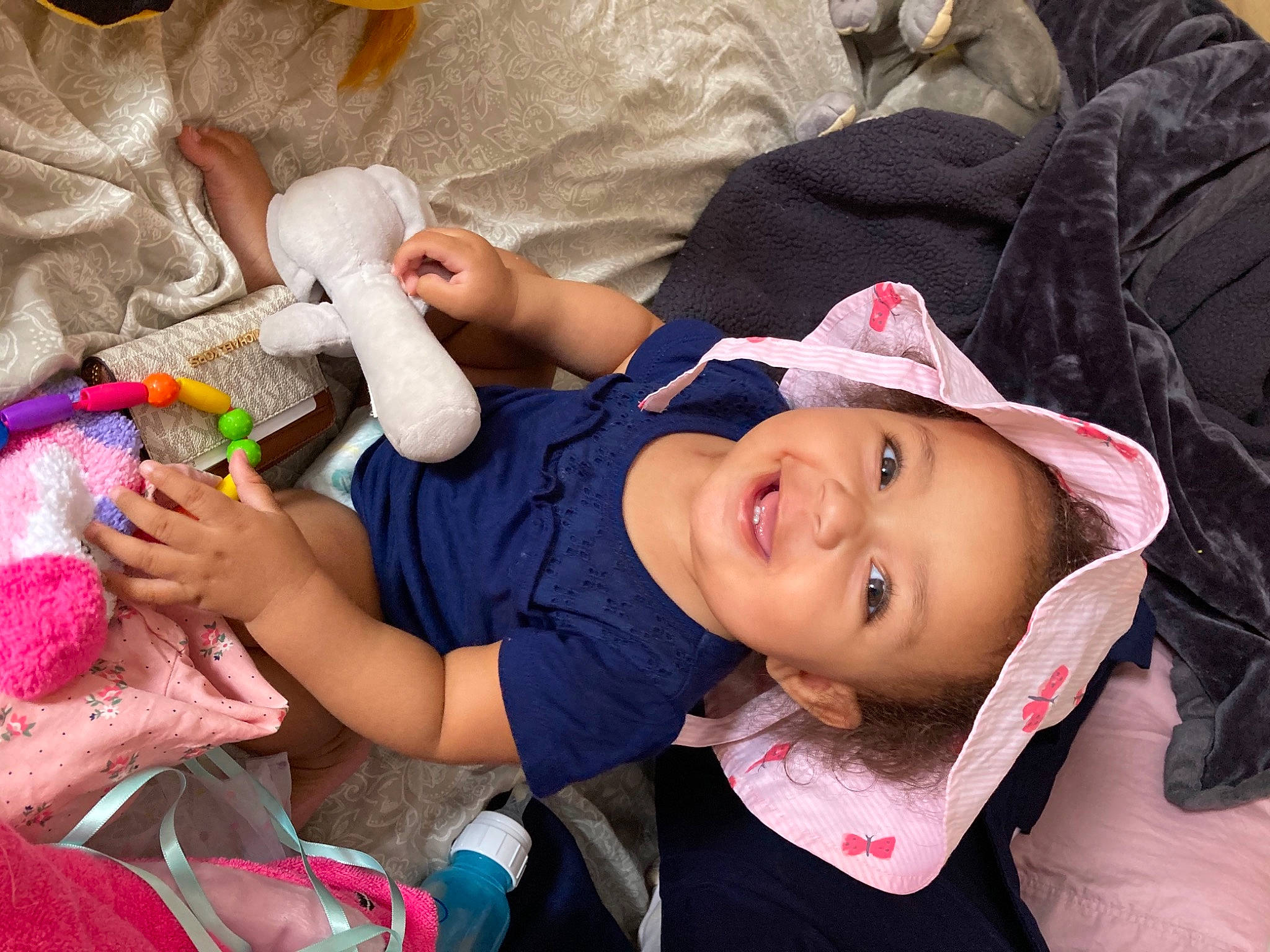 Stella joined the competition — help win amazing prizes! baby, baby_products, baby_toddler_clothing, cap, cheek, child, event, fashion_accessory, fun, happy, hat, joy, leisure, mouth, nail, nose, person, product, skin, smile