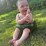 baby, child, watermelon, fruit, grass, outdoor, nature, smiling, happy, sitting, green, sunlight, trees, summer, cute, playful, skin, barefoot, toddler, fun
