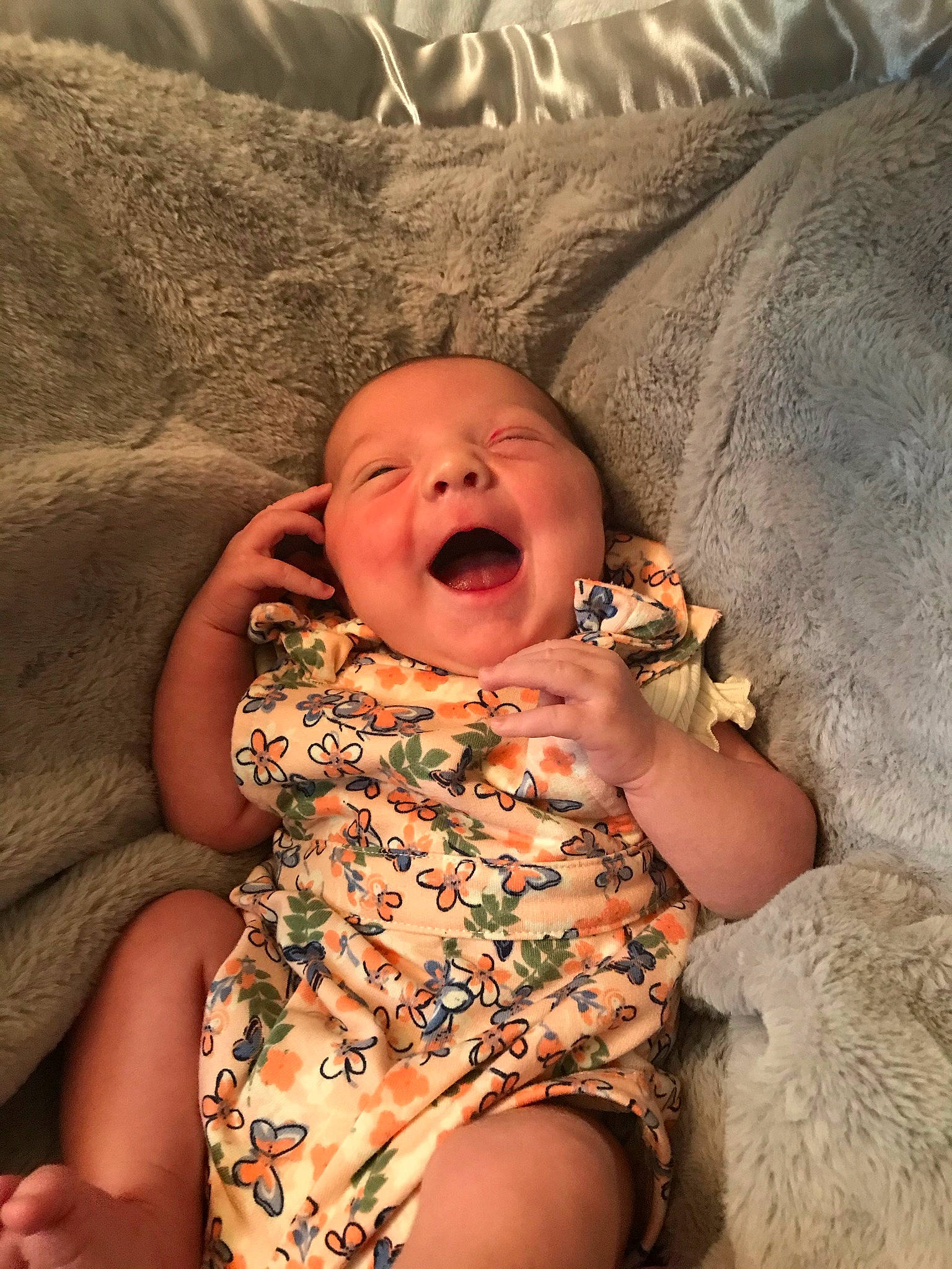 Emberlyn is registered to the contest to win money with this photo: baby, baby_toddler_clothing, cheek, chin, comfort, eye, eyebrow, hand, happy, head, human_body, iris, lip, mammal, mouth, neck, nose, person, skin, stomach