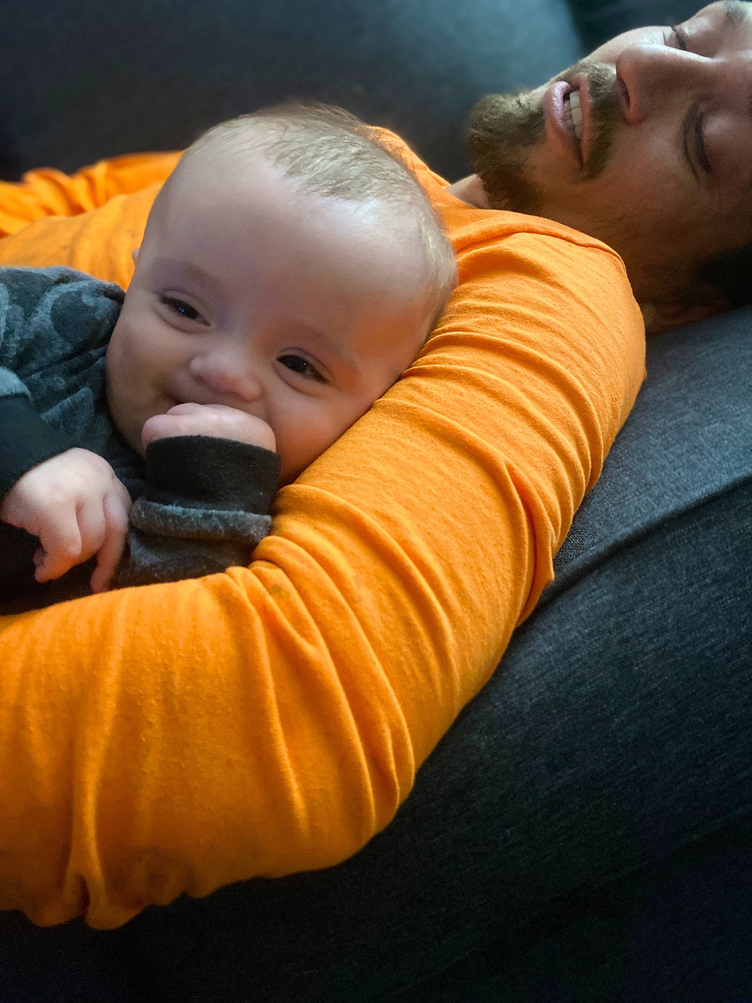 Junior joined the competition — help win amazing prizes! baby, beard, cheek, child, chin, comfort, eye, eyebrow, fun, gesture, happy, head, headwear, mouth, nose, orange, person, room, skin, smile