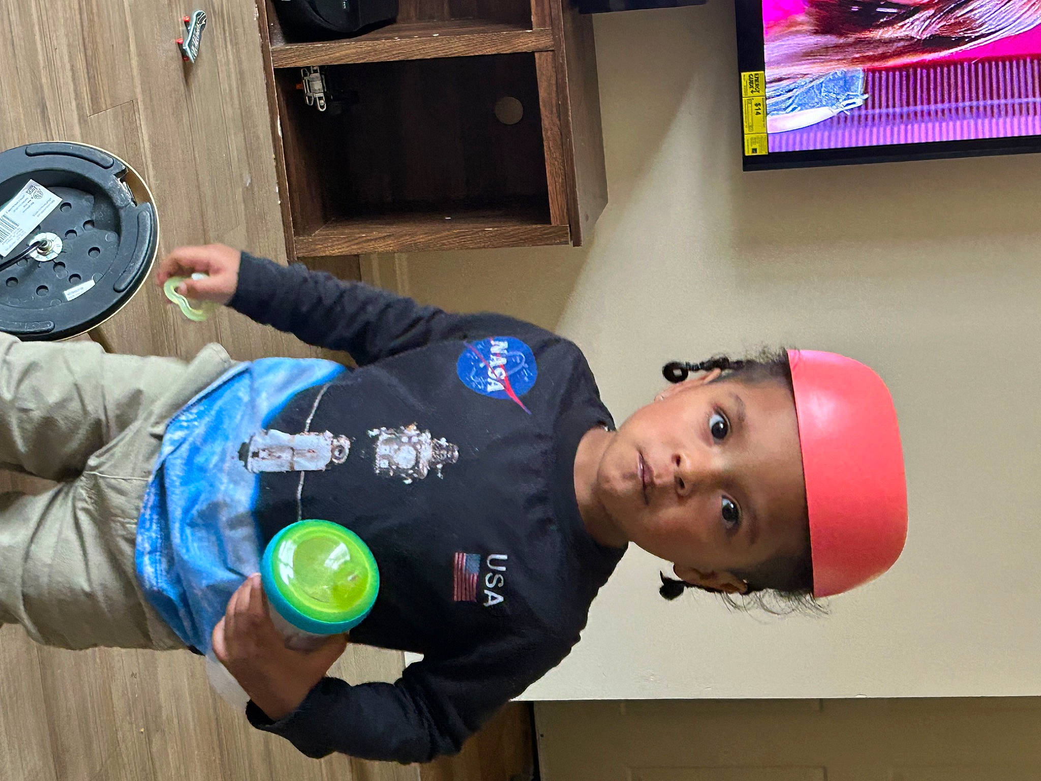 Raiden joined the competition — help win amazing prizes! automotive_tire, display_device, elbow, fun, gas, glove, hat, headwear, helmet, machine, person, personal_protective_equipment, recreation, room, sleeve, t_shirt, television, toddler, workwear, wrist