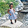 Zai'Lynn joined the competition — help win amazing prizes! child, girl, smiling, dress, stars, sandals, outdoor, garden, rocks, water, stream, plants, wooden_platform, nature, happy, posing, sunlight, greenery, young, portrait