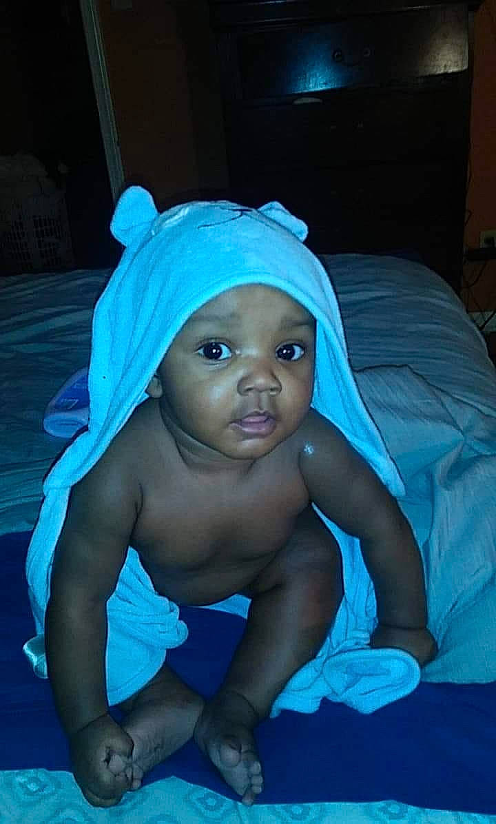 Jaylon joined the competition — help win amazing prizes! blue, child, cool, face, fun, girl, head, headgear, headwear, human_hair_color, infant, mouth, person, smile, toddler