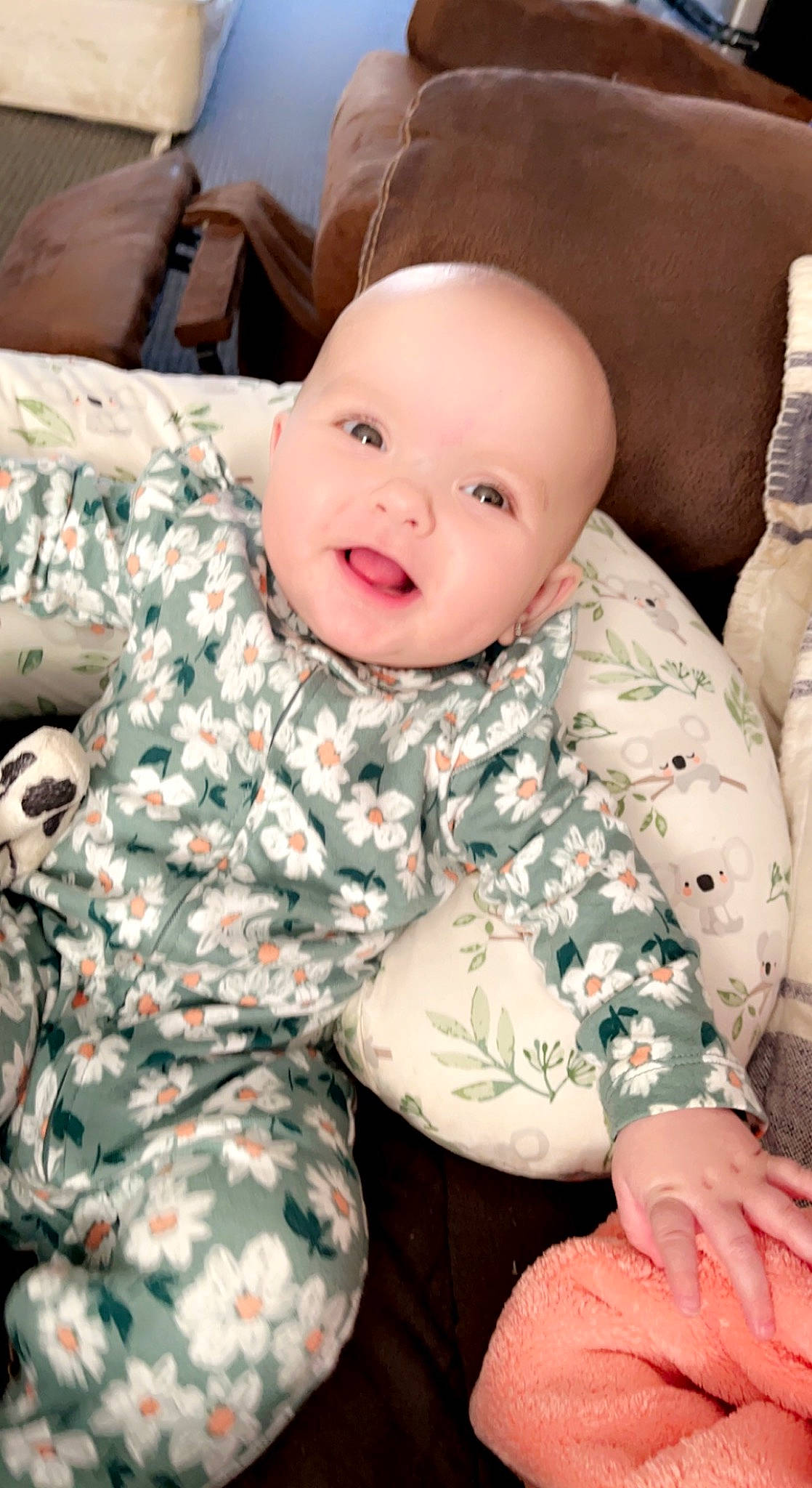 Ryleigh joined the competition — help win amazing prizes! baby, baby_laughing, baby_toddler_clothing, cheek, child, collar, comfort, eye, face, gesture, happy, linens, military_camouflage, pattern, person, portrait_photography, sitting, skin, sleeve, smile