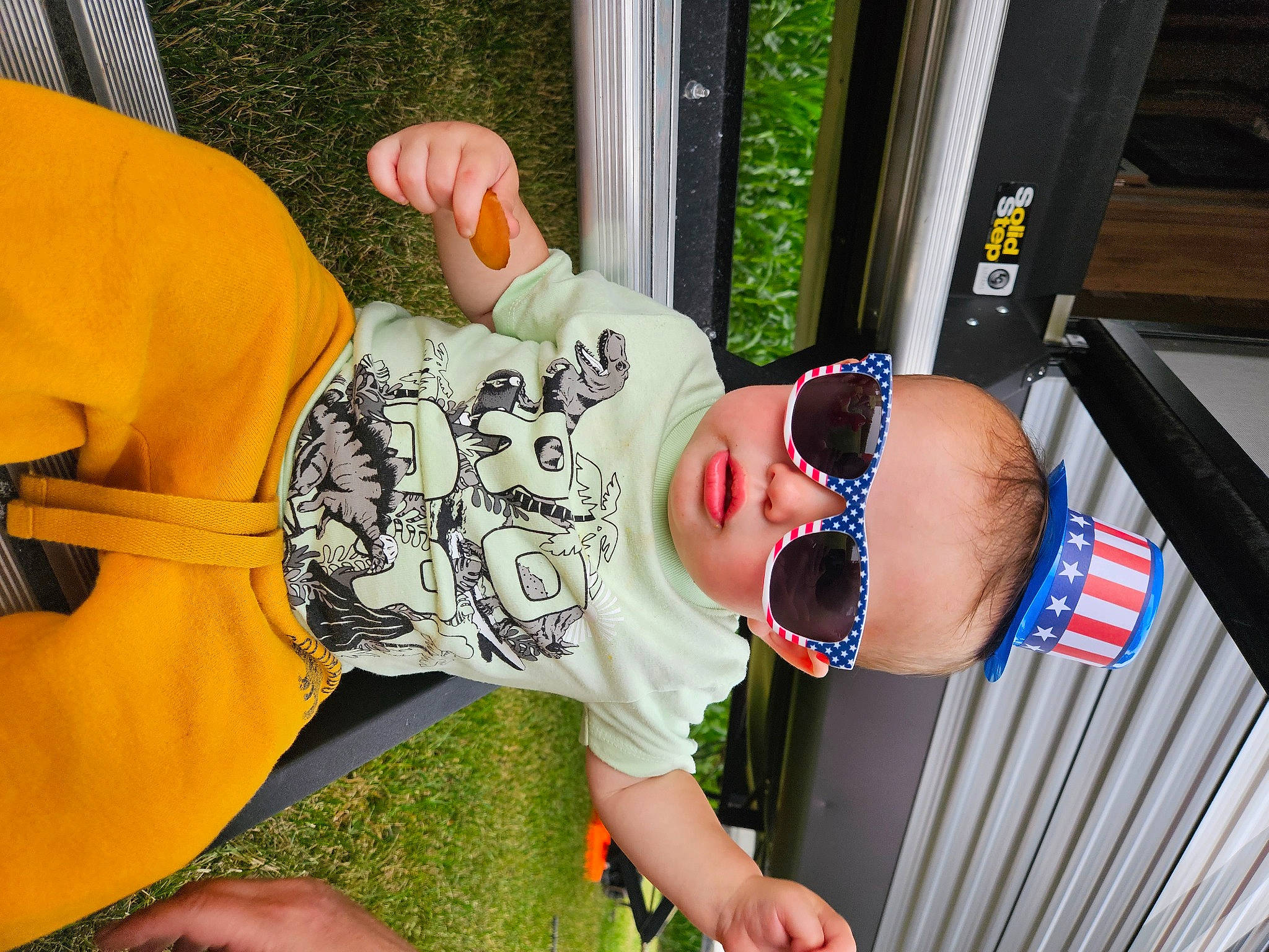 Reese joined the competition — help win amazing prizes! baby, baby_products, baby_toddler_clothing, child, eyewear, finger, fun, grass, happy, hat, leisure, person, plant, recreation, smile, sunglasses, t_shirt, toddler, tree, vacation
