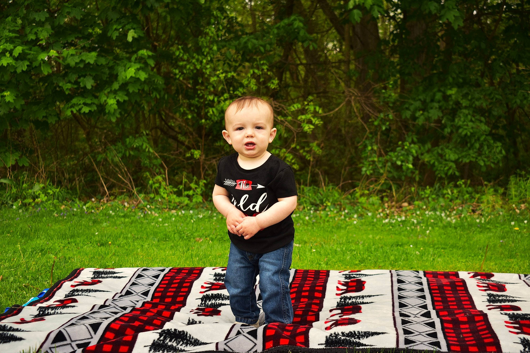 Reese joined the competition — help win amazing prizes! baby, carmine, child, flooring, fun, garden, grass, happy, leisure, linens, pattern, people_in_nature, person, plant, play, recreation, sitting, t_shirt, toddler, toy