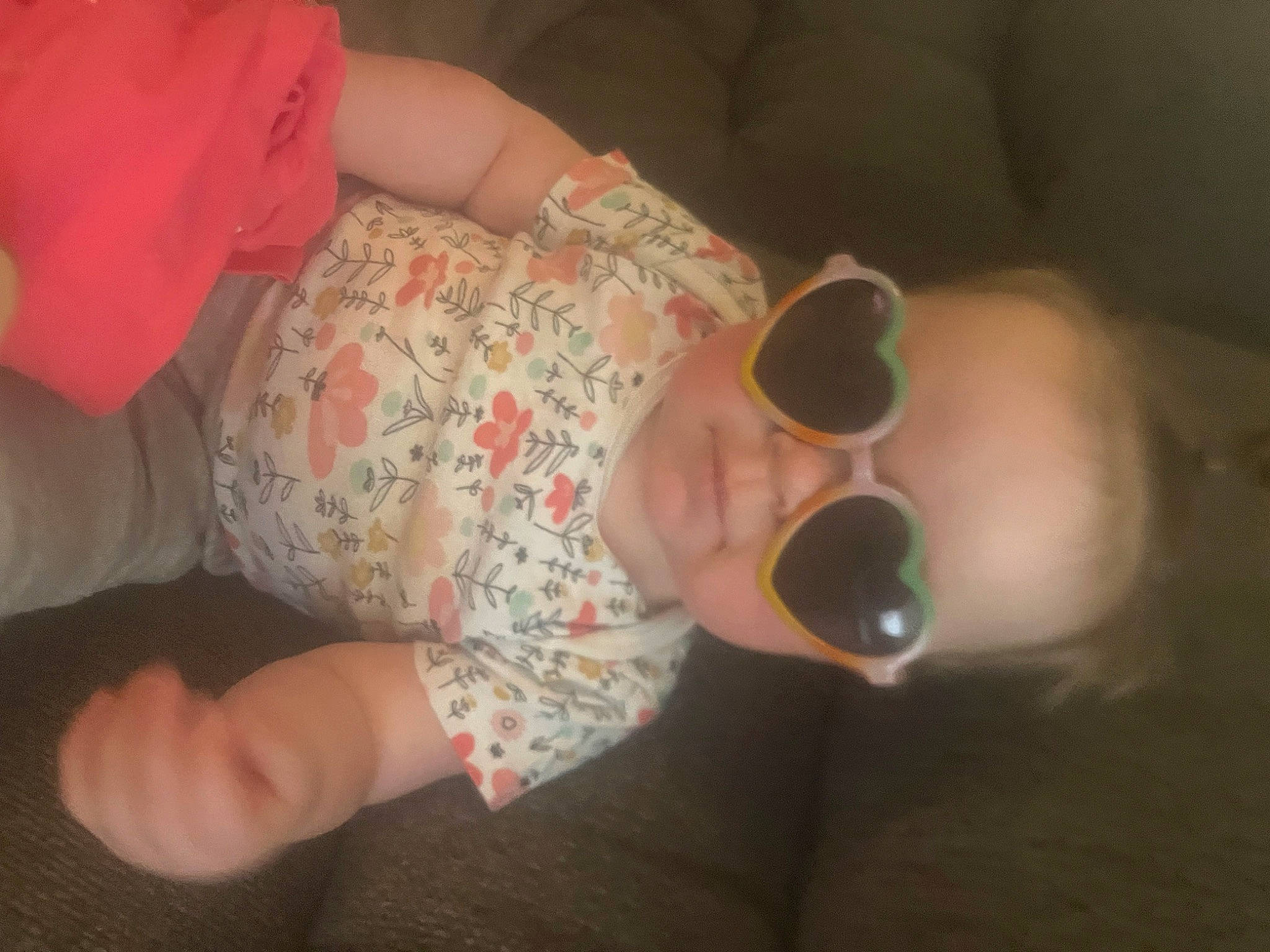 Everleigh joined the competition — help win amazing prizes! arm, baby, baby_toddler_clothing, cheek, comfort, ear, eye, finger, glasses, goggles, iris, leg, lip, mouth, nail, nose, person, skin, sunglasses, toddler