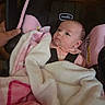 Gracelynn joined the competition — help win amazing prizes! baby, blanket, bundle, car_seat, child, clothing, cozy, cute, face, hand, indoor, infant, newborn, person, pink, portrait, seat, soft, warm, white