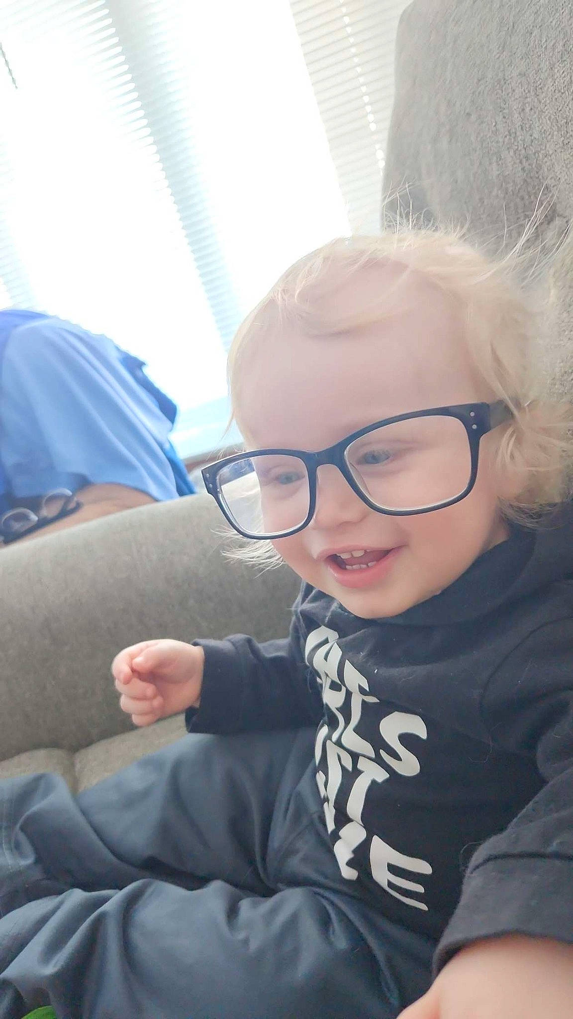 Doran joined the competition — help win amazing prizes! child, comfort, electric_blue, eyewear, fun, gesture, glasses, happy, head, joy, leisure, mouth, person, personal_protective_equipment, recreation, shoulder, sitting, skin, smile, toddler