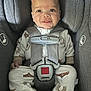 baby, car_seat, smile, pajamas, animal_print, child, infant, safety_harness, seatbelt, cute, happy, indoors, person, clothing, fabric, seat, head, face, small_child, comfort