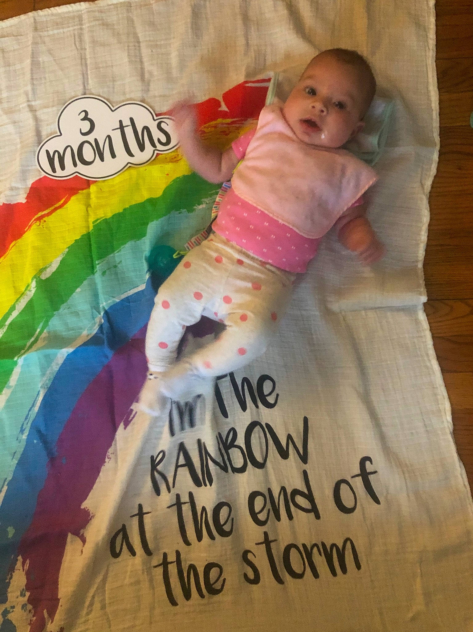 Lyla is registered to the contest to win money with this photo: baby, blanket, child, linens, nap_mat, person, pink, play, textile, toddler