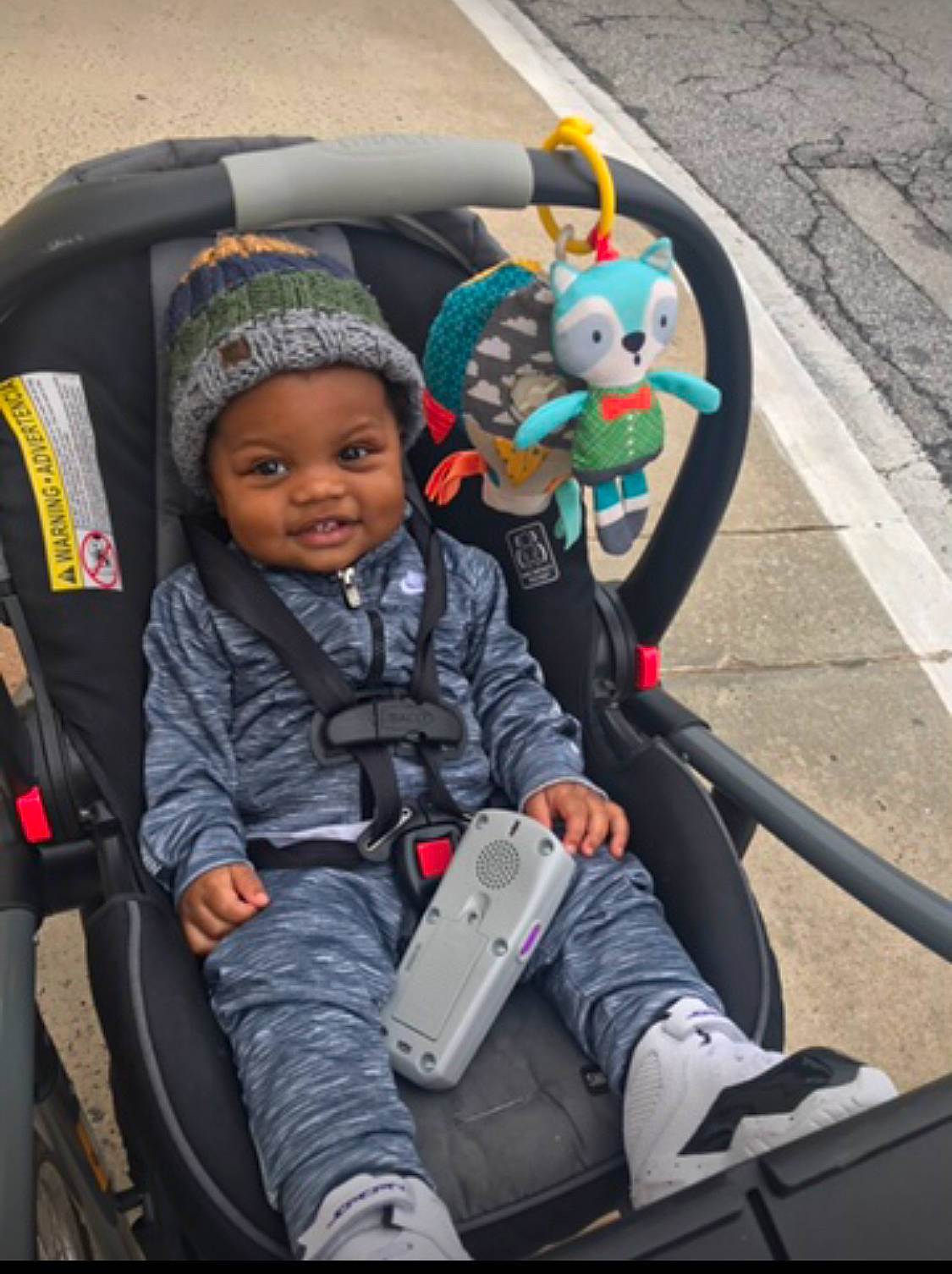 Jamir is registered to the contest to win money with this photo: auto_part, baby, baby_carriage, baby_in_car_seat, baby_products, car_seat, child, family_car, headwear, person, product, seat_belt, toddler, travel, vehicle
