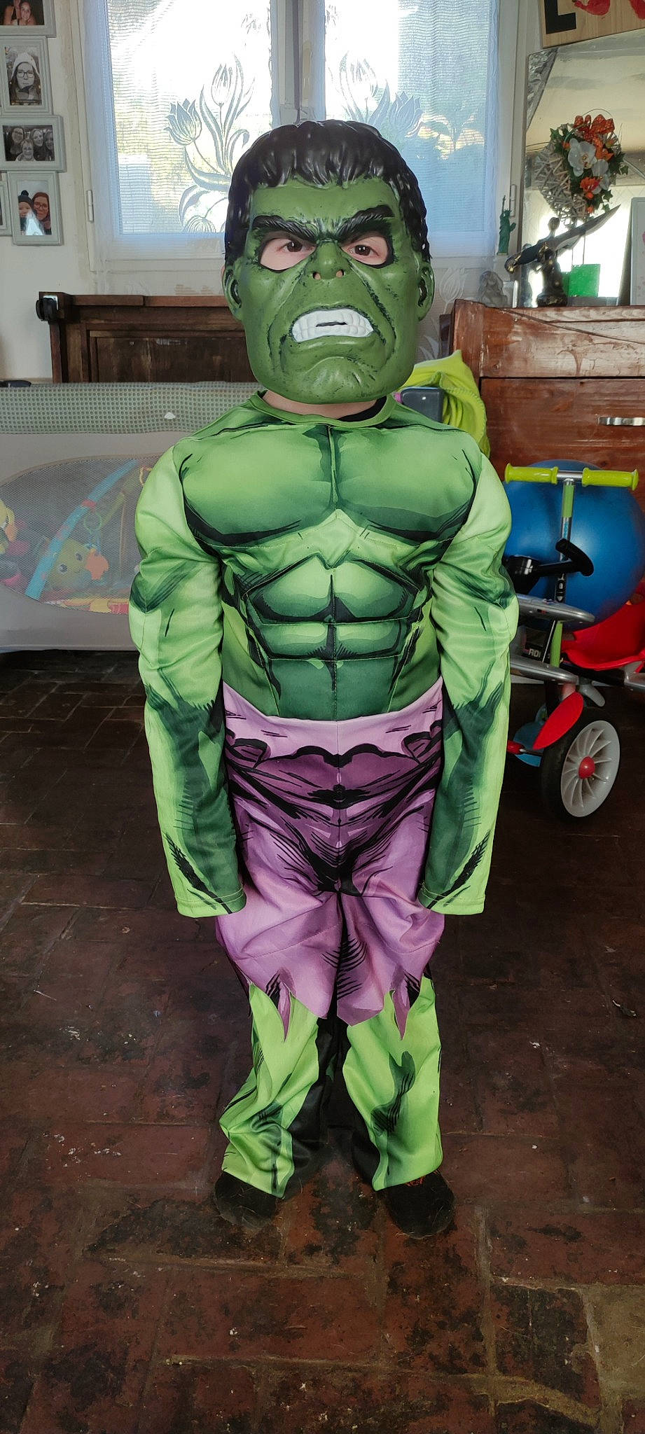 Ezio participe au concours pour gagner de l'argent avec cette photo : action_figure, animation, art, belt, cabinetry, cartoon, chest, costume, drawer, fiction, fictional_character, green, hero, hulk, machine, person, sleeve, superhero, tire, toy